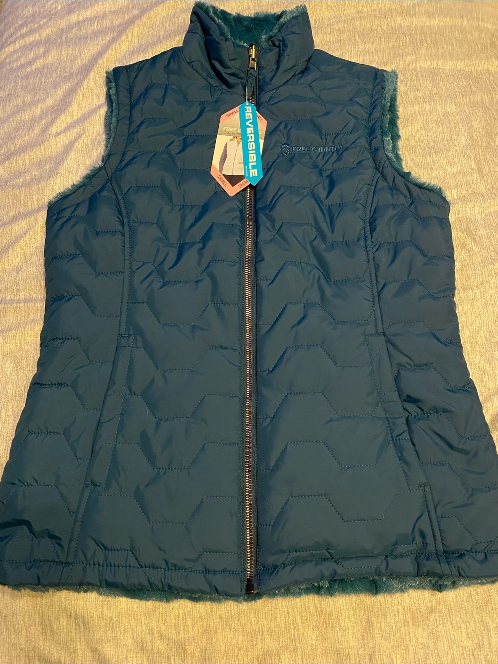 Free Country Reversible Vest in Turquoise Women’s Sz S Full Zip NWT